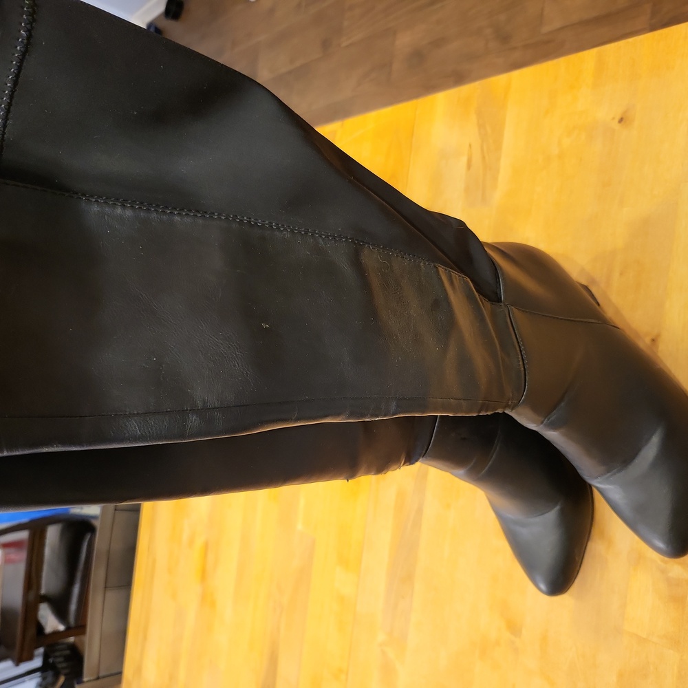 Lane Bryant Thigh High Faux Leather Wedge Boots 10W Wide Calf